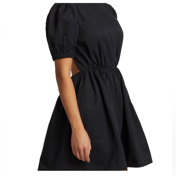 STAUD Dresses & Skirts - STAUD Alix Puff Sleeve Backless Dress Black Puff Sleeve Mini Sundress Size 4
